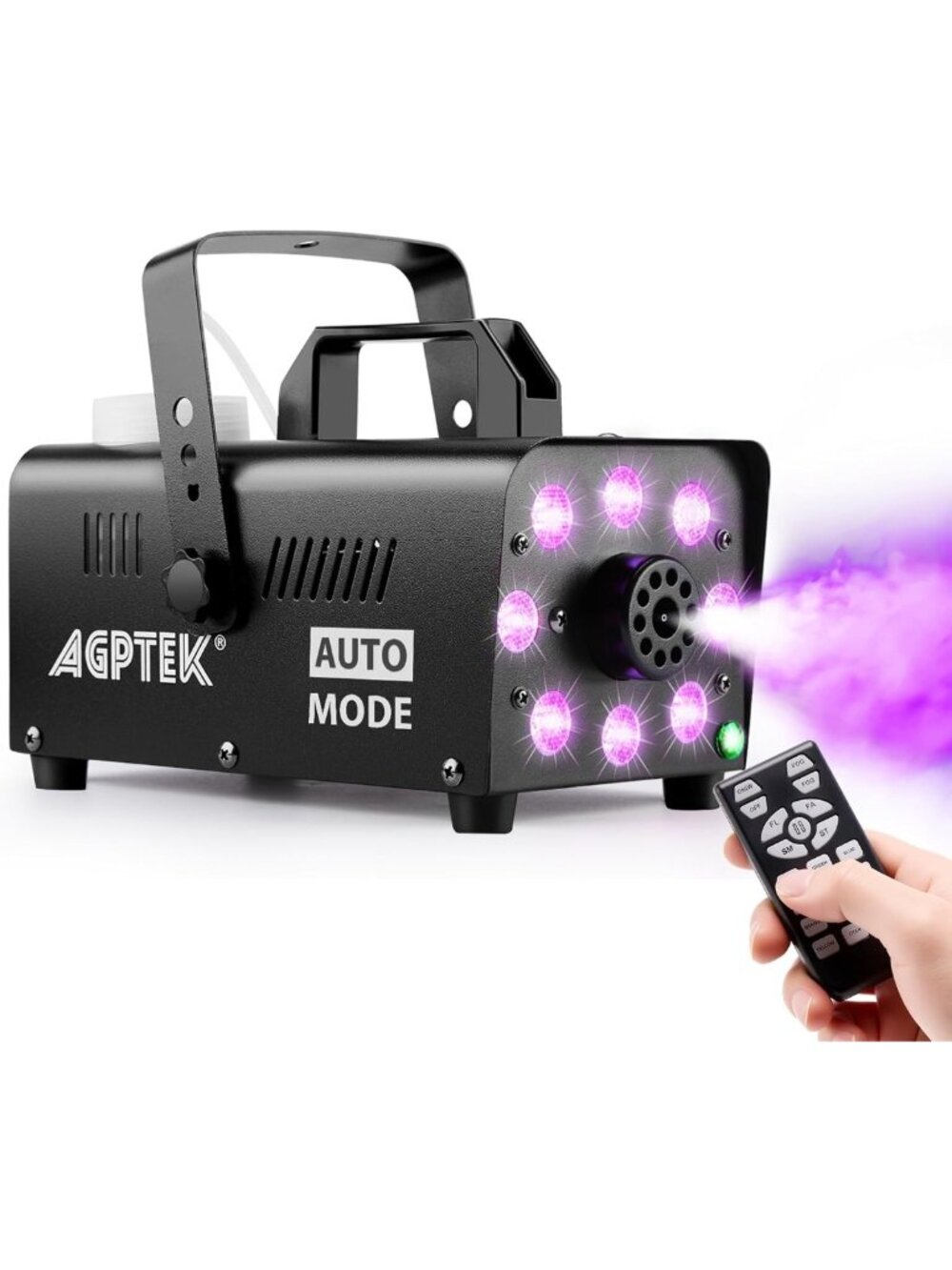 Colorful 600W Fog Machine with 12 Colors & Auto Shutoff - Perfect for Parties!
